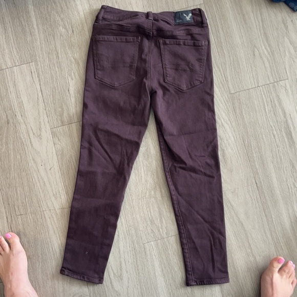 American Eagle Dark Purple High Rise Cropped Jegging Fit Denim Jeans - Picture 3 of 6